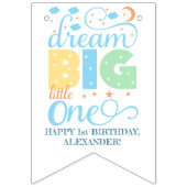 Dream Big Little One Blue Baby Boy Eerste Verjaard Vlaggetjes (Tweede vlag)