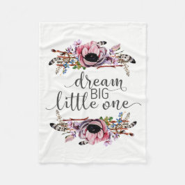 Dream Big Little One | Boho Chic Bloemen Baby Meis Fleece Deken