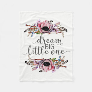 Dream Big Little One Boho Chic Bloemen Baby Meis Fleece Deken