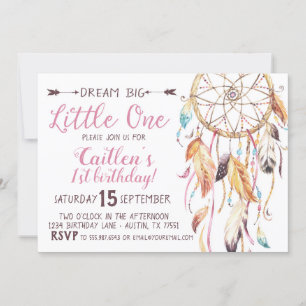 Dream Big Little One First Birthday Dreamweaver Kaart
