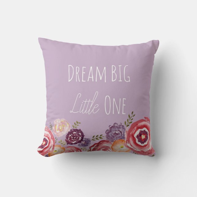 Dream Big Little One Flower Paars Sierkussen (Voorkant)
