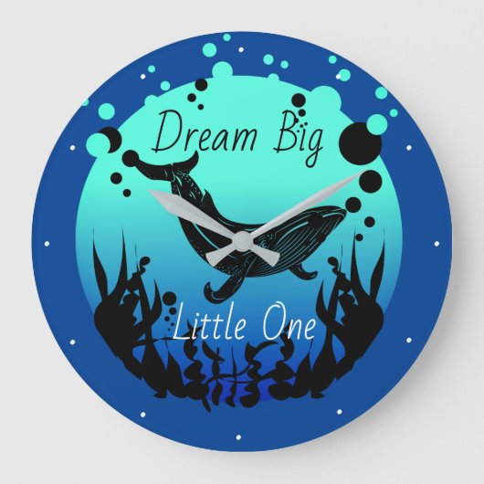 Dream Big Little One of Child's Name Whale Ocean  Grote Klok (Voorkant)