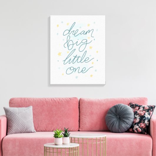 Dream Big Little One Pastel Stars Canvas Afdruk (Insitu (Woonkamer))