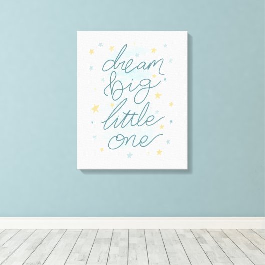 Dream Big Little One Pastel Stars Canvas Afdruk (Insitu (Houten vloer))