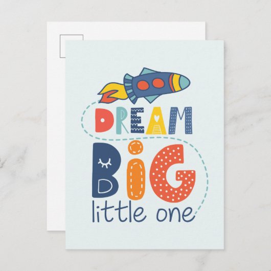 Dream Big Little One Rocket Briefkaart (Voorkant / Achterkant)