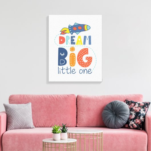Dream Big Little One Rocket Canvas Afdruk (Insitu (Woonkamer))