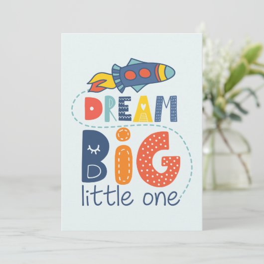 Dream Big Little One Rocket Kaart (Staand voorkant)