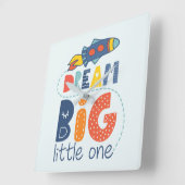Dream Big Little One Rocket Vierkante Klok (Hoek)