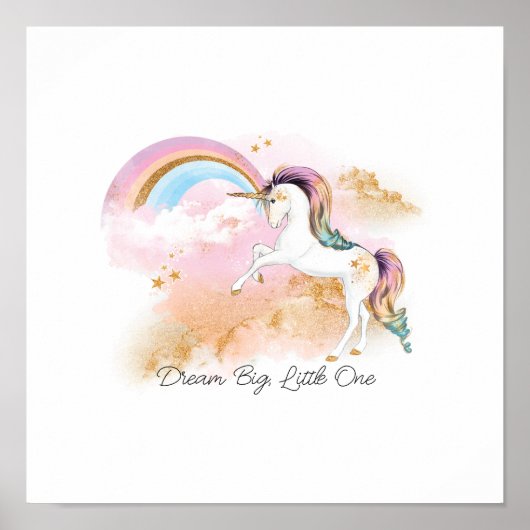 Dream Big, Little One Unicorn en Rainbow Poster (Voorkant)