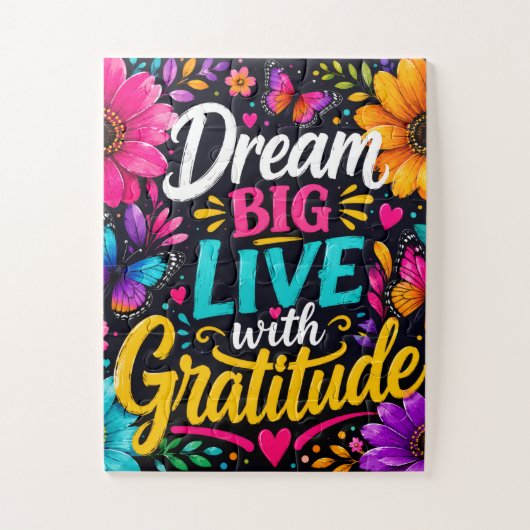 Dream Big Live with Gratitude-Butterfly Inspiratio Legpuzzel (Verticaal)