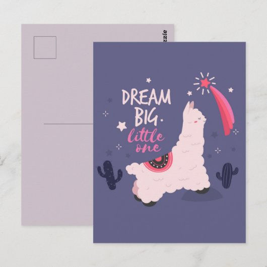 Dream Big Llama Briefkaart (Voorkant / Achterkant)
