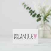 Dream Big met hart Visitekaartje (Staand voorkant)