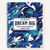 Dream Big Modern Blue Abstract Custom Notitieboek (Voorkant)