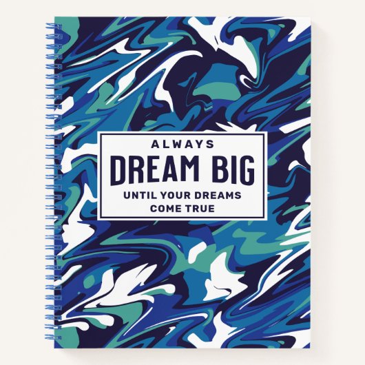 Dream Big Modern Blue Abstract Custom Notitieboek (Voorkant)