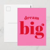 Dream Big! Modern Bold Red - Hot Pink Typografie Briefkaart (Voorkant / Achterkant)
