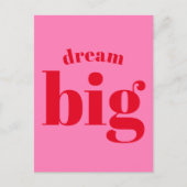 Dream Big! Modern Bold Red - Hot Pink Typografie Briefkaart (Voorkant)