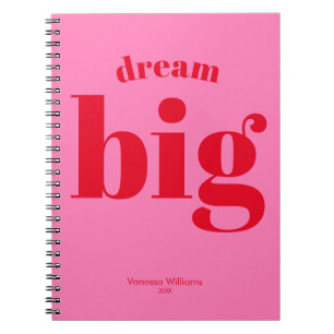 Dream Big! Modern Bold Red - Hot Pink Typografie Notitieboek
