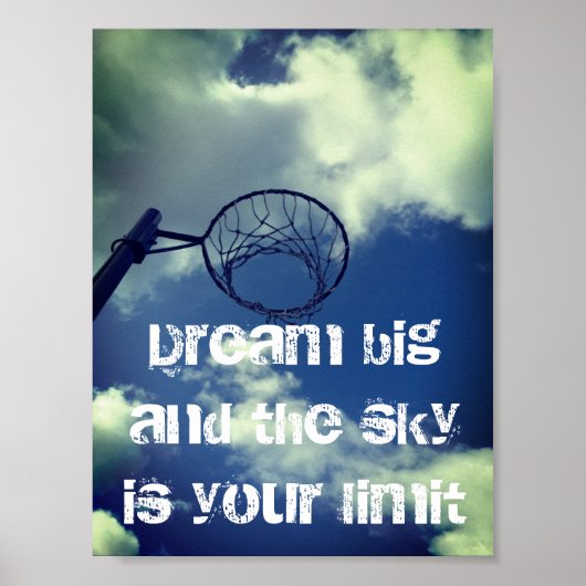Dream Big Motivatie Netball Quote Poster (Voorkant)