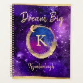 Dream Big Paars Galaxy Glam Gold Monogram Groot Planner (Voorkant)