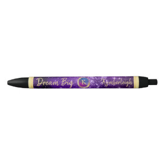 Dream Big Paars Galaxy Glam Gold Monogram Naam Zwarte Inkt Pen