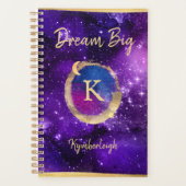 Dream Big Paars Galaxy Glam Gold Monogram Small Planner (Voorkant)