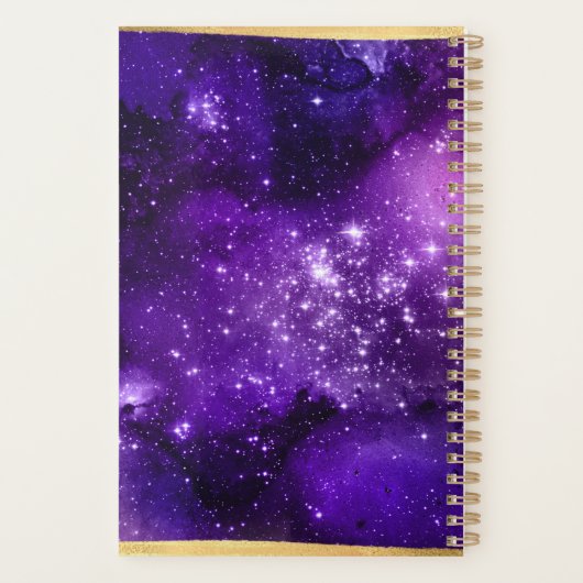Dream Big Paars Galaxy Glam Gold Monogram Small Planner (Achterkant)
