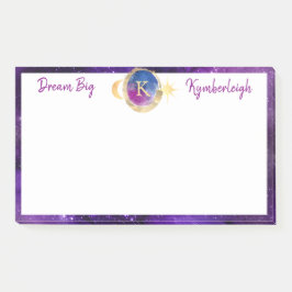 Dream Big Paars Galaxy Monogram Groot rechthoekig Post-it® Notes