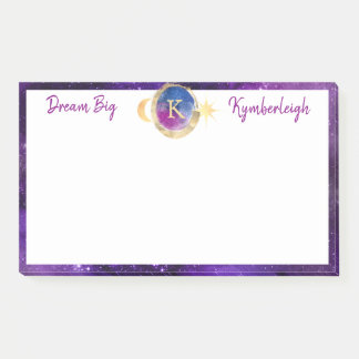 Dream Big Paars Galaxy Monogram Groot rechthoekig Post-it® Notes