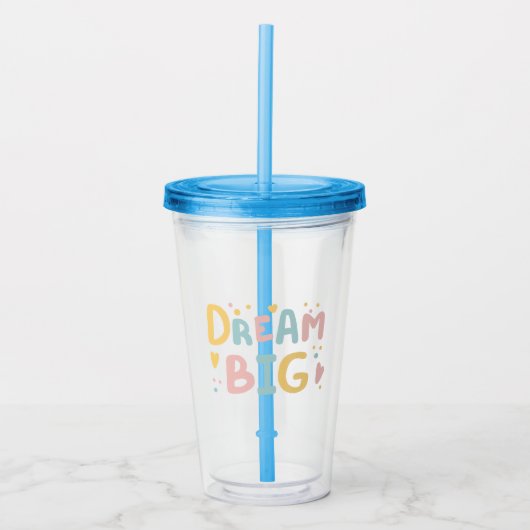 Dream Big Pastel Hearts Acryl Drinkbeker (Voorkant)