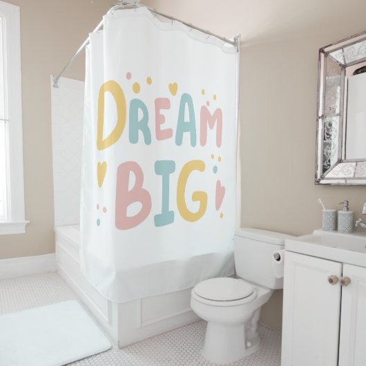 Dream Big Pastel Hearts Douchegordijn (In situ)