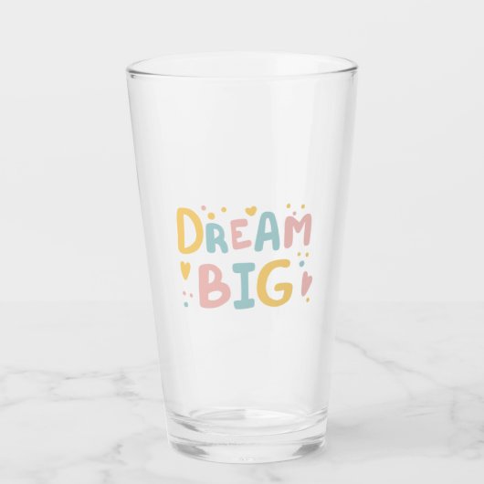 Dream Big Pastel Hearts Glas (Voorkant)