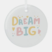 Dream Big Pastel Hearts Glas Ornament (Voorkant)