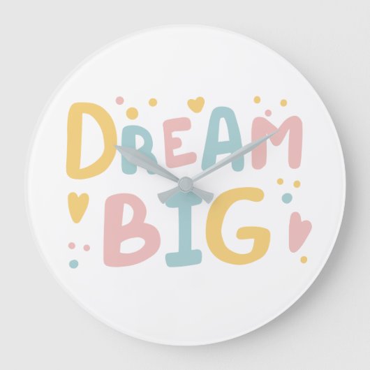 Dream Big Pastel Hearts Grote Klok (Voorkant)