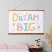 Dream Big Pastel Hearts Hangend Wandkleed (Slaapkamer)