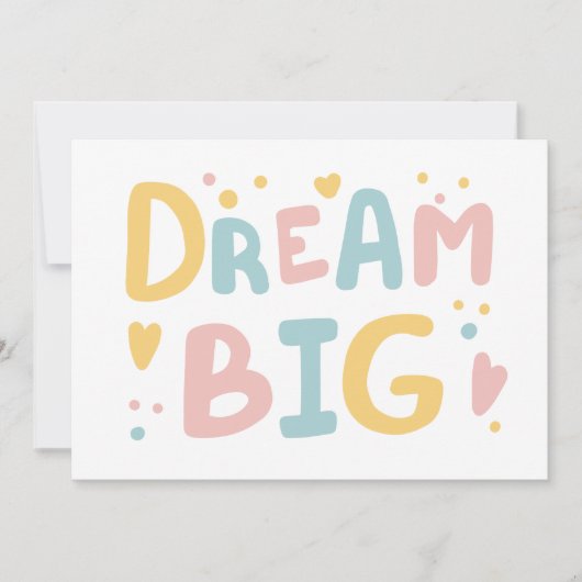 Dream Big Pastel Hearts Kaart (Voorkant)