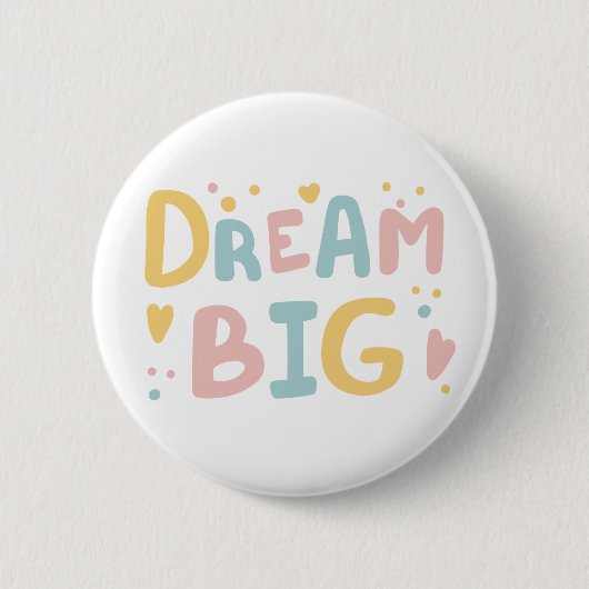Dream Big Pastel Hearts Ronde Button 5,7 Cm (Voorkant)