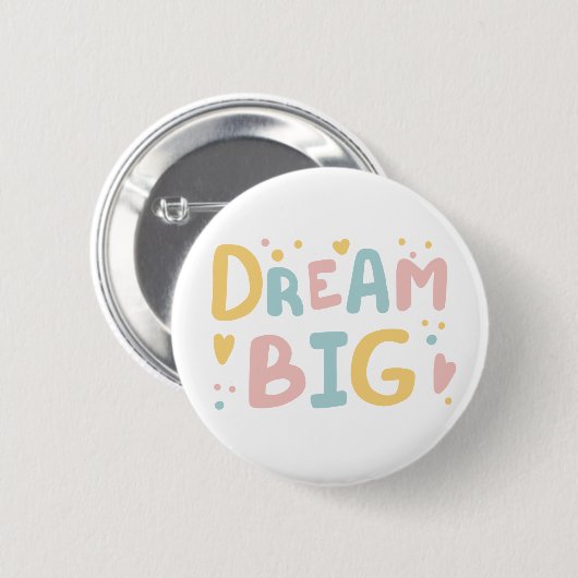 Dream Big Pastel Hearts Ronde Button 5,7 Cm (Voorkant /achterkant)