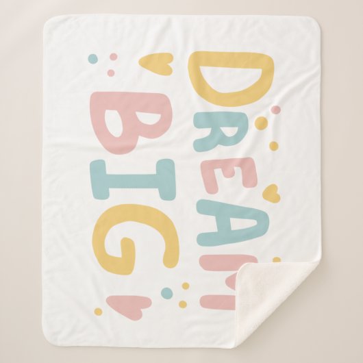 Dream Big Pastel Hearts Sherpa Deken (Voorkant)