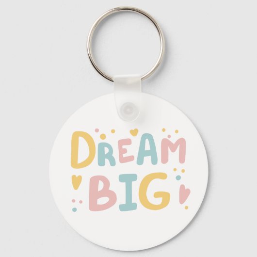 Dream Big Pastel Hearts Sleutelhanger (Voorkant)