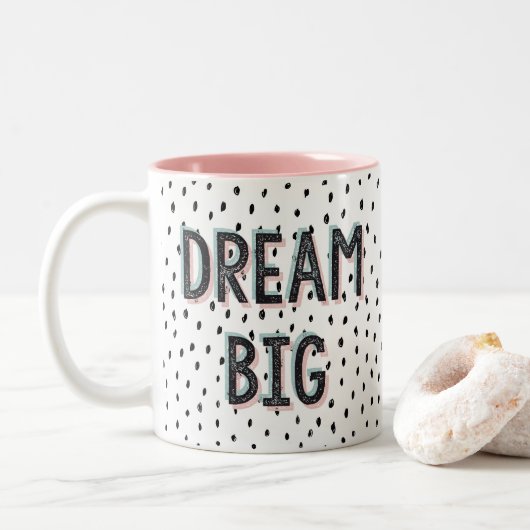 Dream Big Pastel & Spot Inspirerend Quote Mok (Met donut)