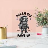 Dream Big Paws Up Astronaut Dog Acryl Bord (Huwelijk)