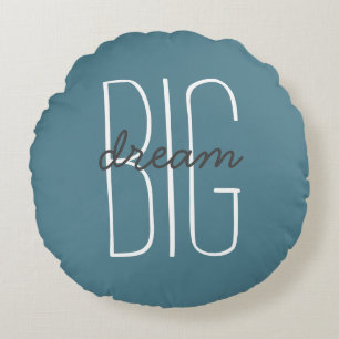 Dream Big Quote Turquoise, Grey & White Decorative Rond Kussen