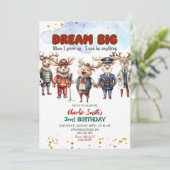 Dream Big Reindeer Career Theme Kids Birthday Kaart (Staand voorkant)