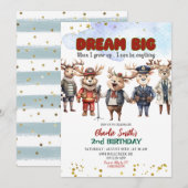Dream Big Reindeer Career Theme Kids Birthday Kaart (Voorkant / Achterkant)