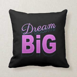 Dream big retro style roze zwarte neon 80s kussen