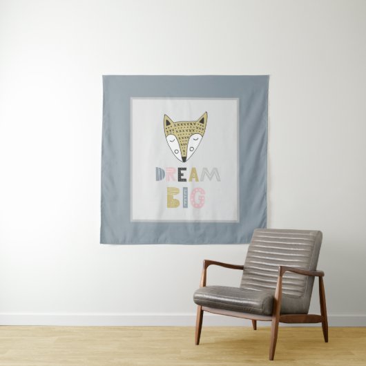 Dream Big Scandinavian Fox Kinder Room Wandkleed (In situ)
