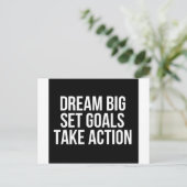 Dream Big Set Goals: actie Motivatie citaat Briefkaart (Staand voorkant)