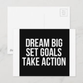 Dream Big Set Goals: actie Motivatie citaat Briefkaart (Voorkant / Achterkant)