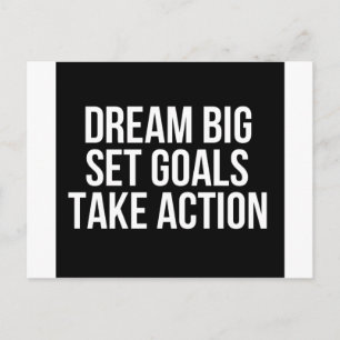 Dream Big Set Goals: actie Motivatie citaat Briefkaart