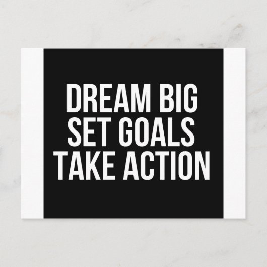 Dream Big Set Goals: actie Motivatie citaat Briefkaart (Voorkant)